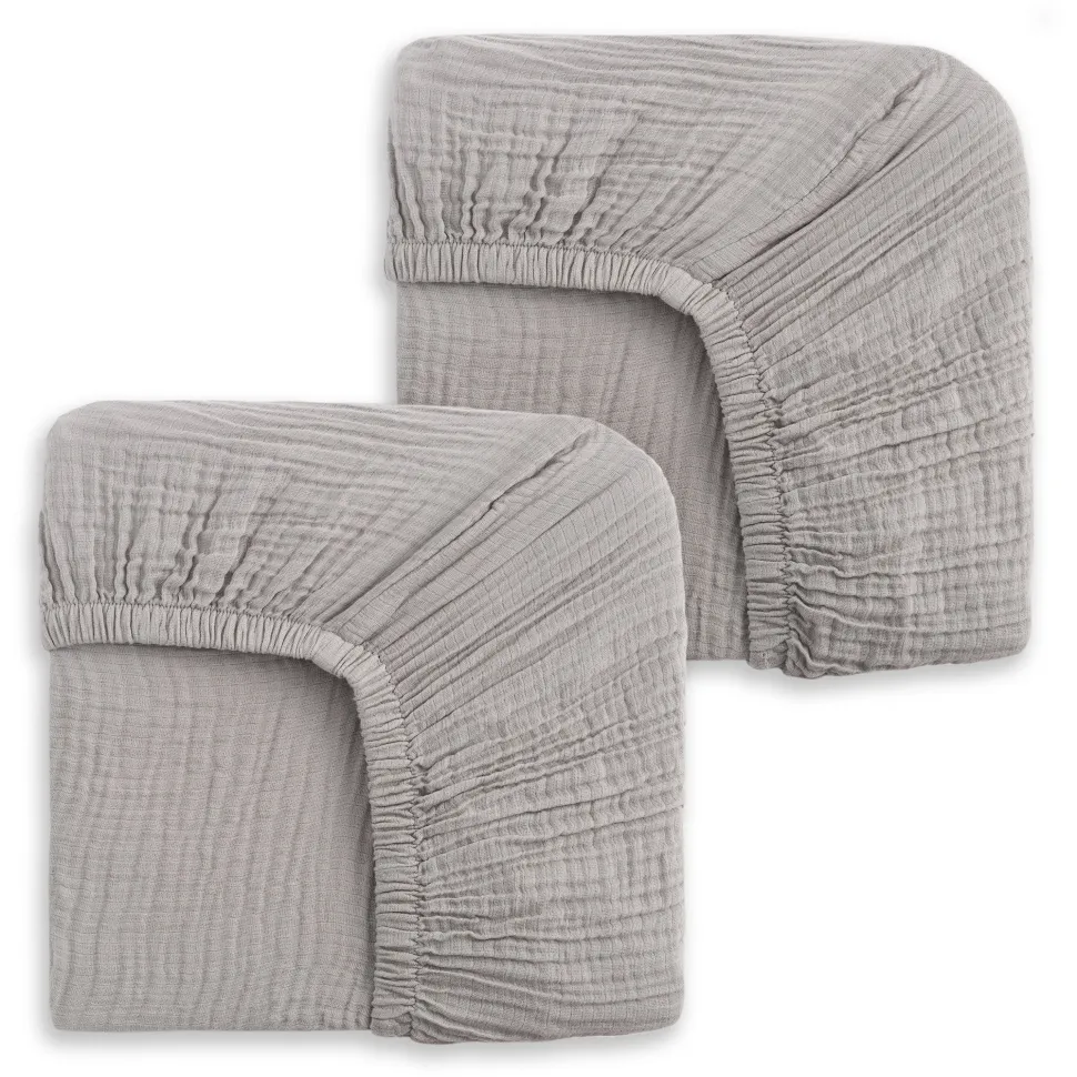Fitted Crib Sheets 100% Organic Cotton Muslin 2 Pack