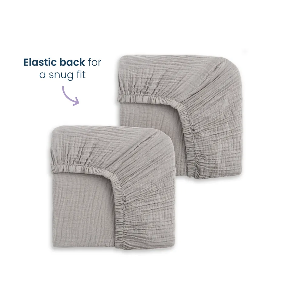 Fitted Crib Sheets 100% Organic Cotton Muslin 2 Pack