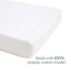Fitted Crib Sheets 100% Organic Cotton Muslin 2 Pack