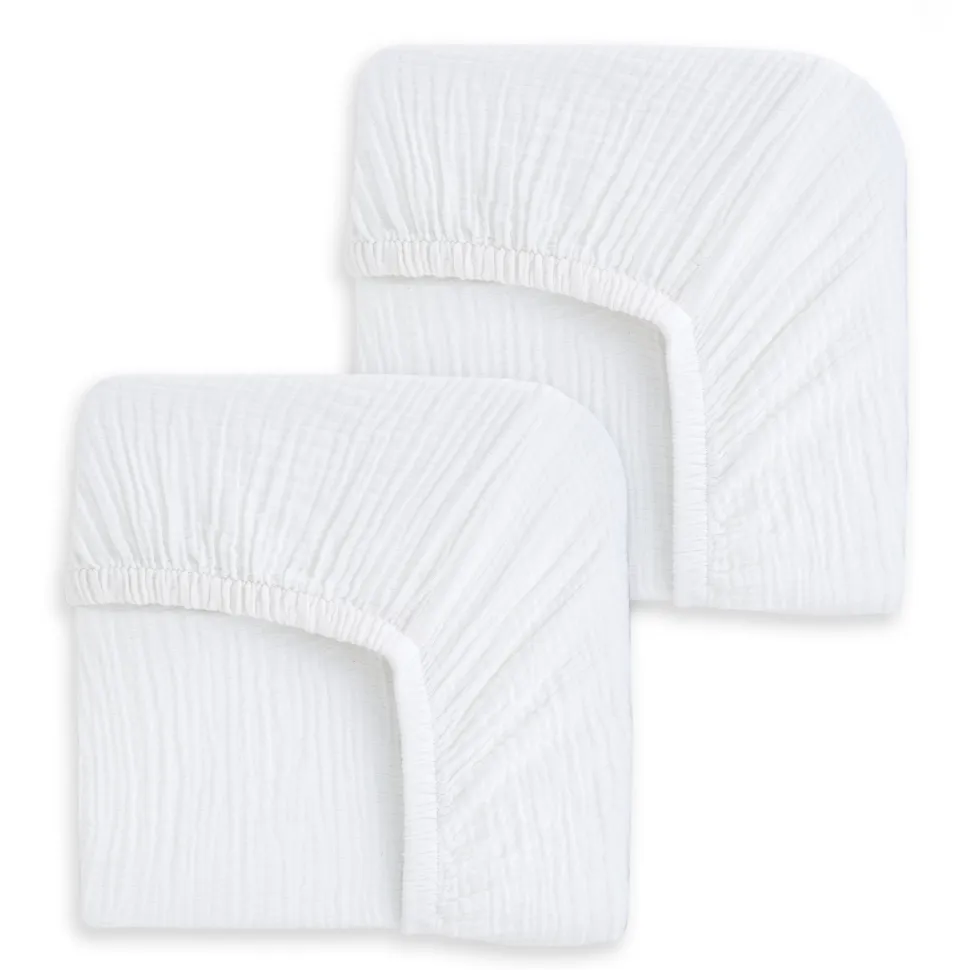 Fitted Crib Sheets 100% Organic Cotton Muslin 2 Pack