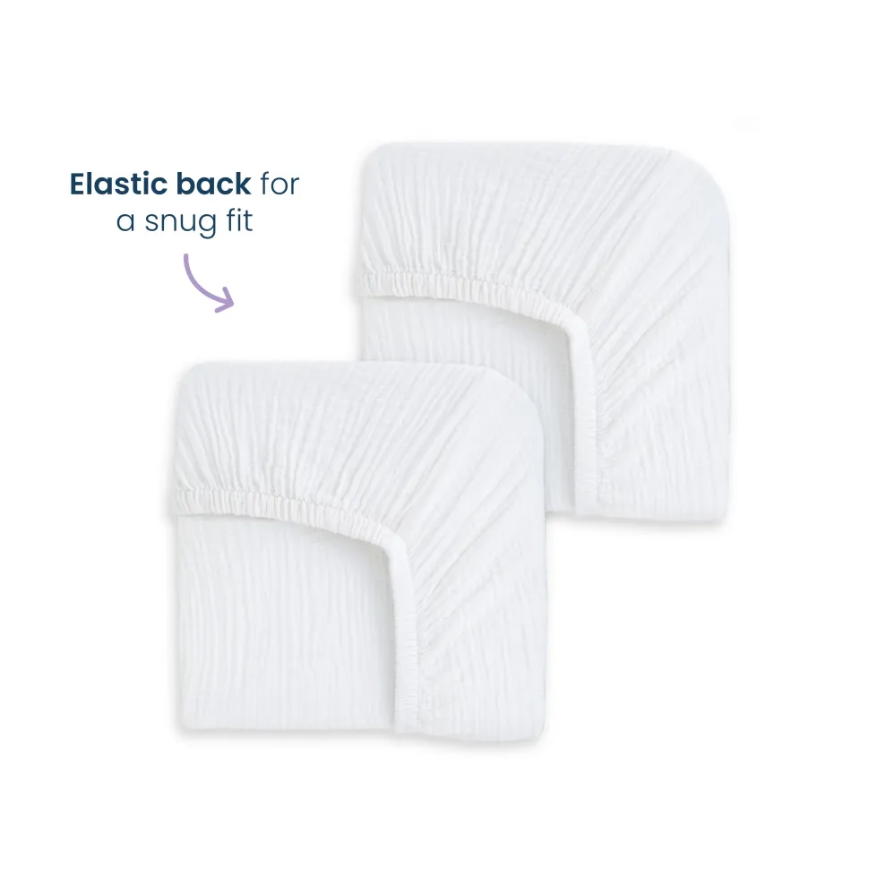 Fitted Crib Sheets 100% Organic Cotton Muslin 2 Pack