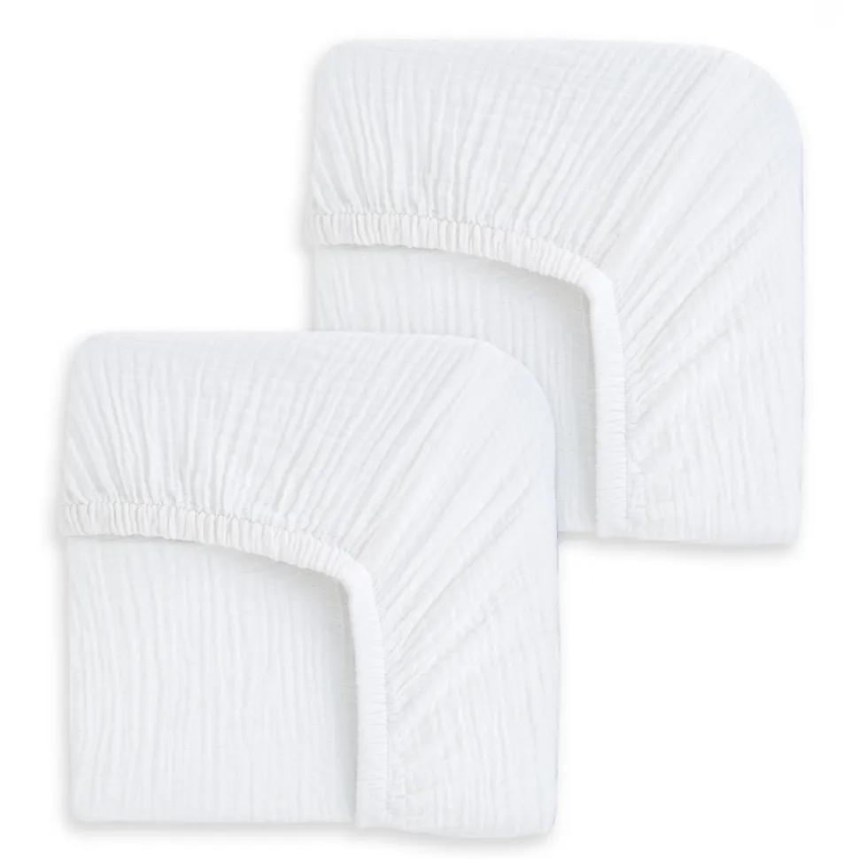 Fitted Crib Sheets 100% Organic Cotton Muslin 2 Pack