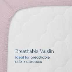 Fitted Crib Sheets 100% Organic Cotton Muslin 2 Pack