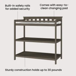 Flat Top Baby Changing Table, Dapper Gray