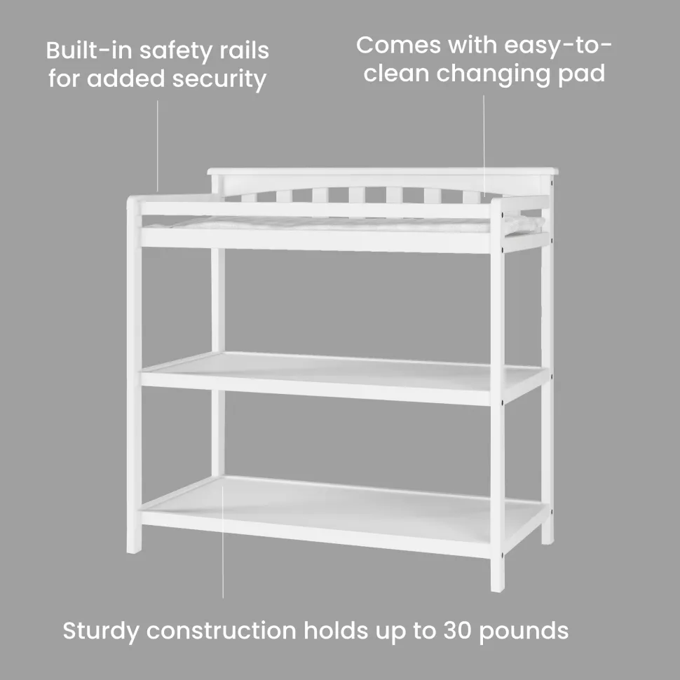 Flat Top Baby Changing Table, Matte White