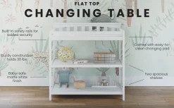 Flat Top Baby Changing Table, Matte White