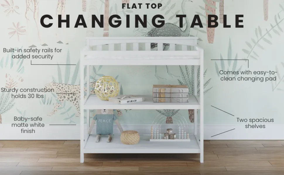 Flat Top Baby Changing Table, Matte White
