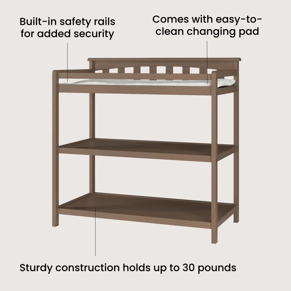 Flat Top Baby Changing Table, Dusty Heather