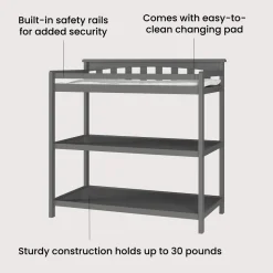 Flat Top Baby Changing Table, Cool Gray