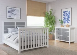 Full-Size Bed Rails, White/Brown