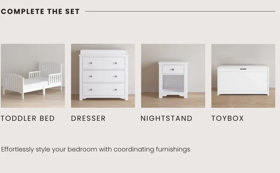 Hampton Toddler Bed, Matte White