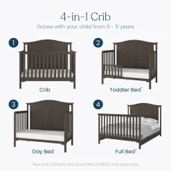 Hampton Arch Top 4-in-1 Convertible Crib, Dapper Grey
