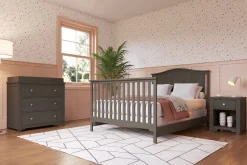 Hampton Arch Top 4-in-1 Convertible Crib, Dapper Grey