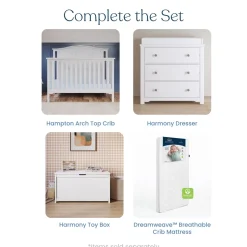 Hampton Arch Top 4-in-1 Convertible Crib, Matte White