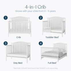 Hampton Arch Top 4-in-1 Convertible Crib, Matte White