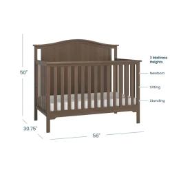 Hampton Arch Top 4-in-1 Convertible Crib, Dusty Heather