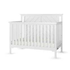 Hampton Flat Top 4-in-1 Convertible Crib, Matte White