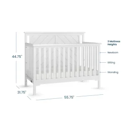Hampton Flat Top 4-in-1 Convertible Crib, Matte White