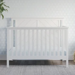 Hampton Flat Top 4-in-1 Convertible Crib, Matte White