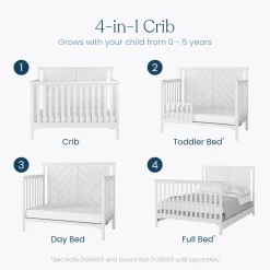 Hampton Flat Top 4-in-1 Convertible Crib, Matte White