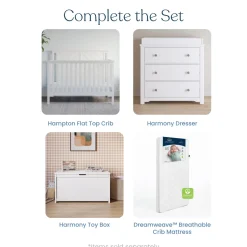Hampton Flat Top 4-in-1 Convertible Crib, Matte White