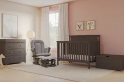 Hampton Flat Top 4-in-1 Convertible Crib, Dapper Gray