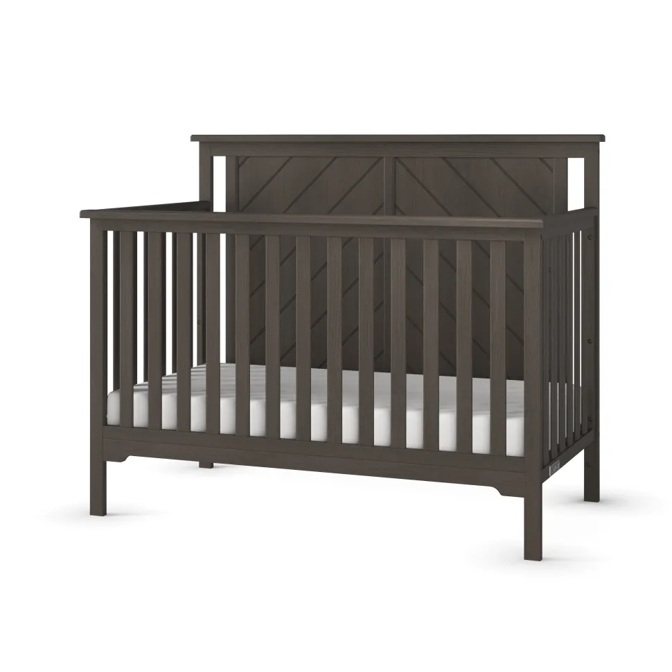 Hampton Flat Top 4-in-1 Convertible Crib, Dapper Gray