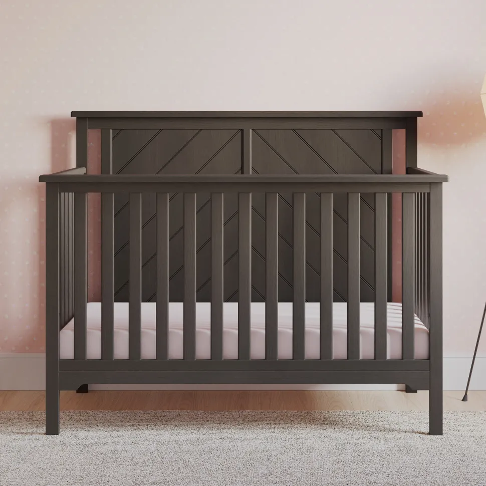 Hampton Flat Top 4-in-1 Convertible Crib, Dapper Gray