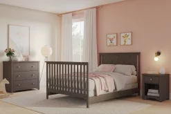 Hampton Flat Top 4-in-1 Convertible Crib, Dapper Gray