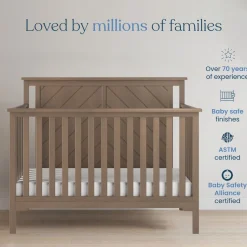 Hampton Flat Top 4-in-1 Convertible Crib, Dusty Heather