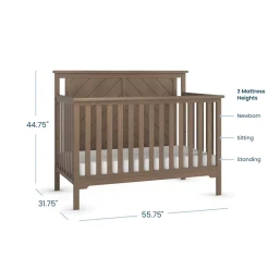Hampton Flat Top 4-in-1 Convertible Crib, Dusty Heather
