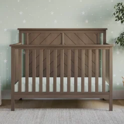 Hampton Flat Top 4-in-1 Convertible Crib, Dusty Heather