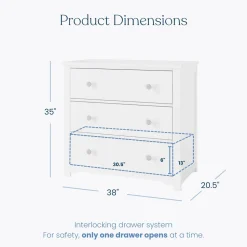 Harmony 3-Drawer Dresser with Changing Table Topper, Matte White