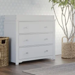 Harmony 3-Drawer Dresser with Changing Table Topper, Matte White