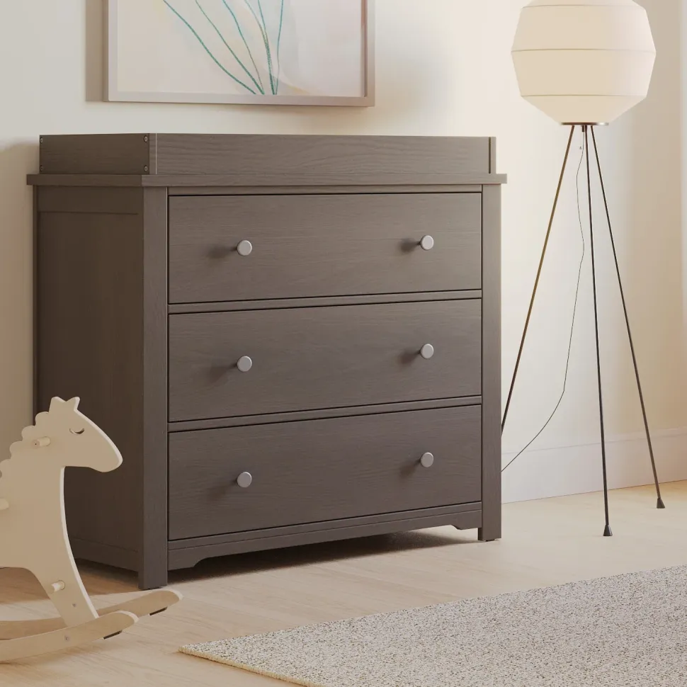 Harmony 3-Drawer Dresser with Changing Table Topper, Dapper Gray