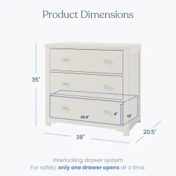 Harmony 3-Drawer Dresser with Changing Table Topper, Brushed Cotton