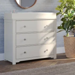Harmony 3-Drawer Dresser with Changing Table Topper, Brushed Cotton
