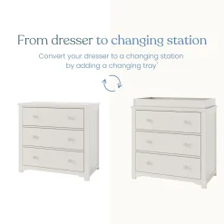 Harmony 3-Drawer Dresser with Changing Table Topper, Brushed Cotton