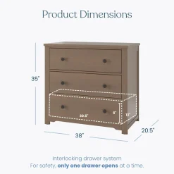 Harmony 3-Drawer Dresser with Changing Table Topper, Dusty Heather
