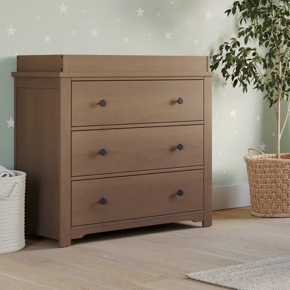 Harmony 3-Drawer Dresser with Changing Table Topper, Dusty Heather