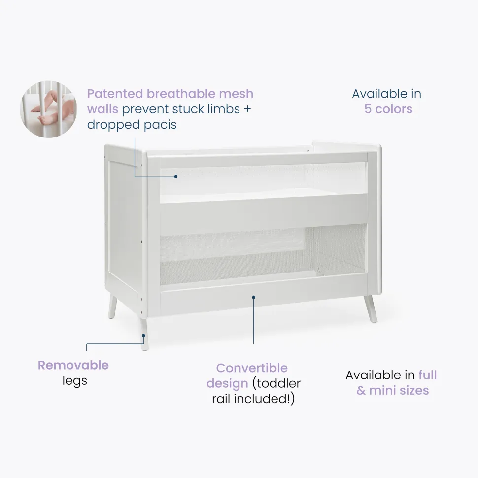 3-in-1 Convertible Full Size Breathable Mesh Crib