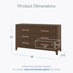 Kieran 6-Drawer Double Dresser, Toasted Chestnut
