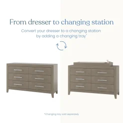 Kieran 6-Drawer Double Dresser, Crescent Gray