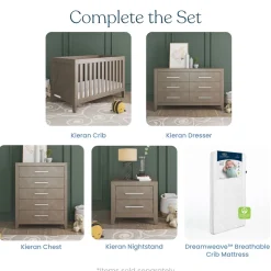 Kieran 3-in-1 Convertible Crib, Crescent Gray