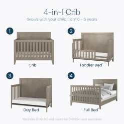 Kieran 4-in-1 Convertible Crib, Crescent Gray