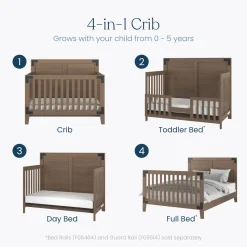 Lucas 4-in-1 Convertible Crib, Dusty Heather