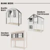 Modern Farmhouse Twin Over Twin Bunk Bed, White/Black