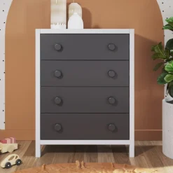 Orbit 4 Drawer Chest, Ebony/Matte White