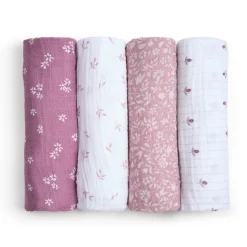 organic cotton muslin swaddle blanket 4 pack