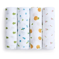 organic cotton muslin swaddle blanket 4 pack